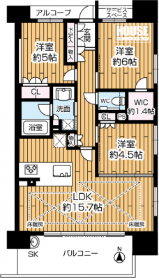 �Ԏ��}�i�̂P�}���V�����j�@��L�ʐ�70.04�u�A3LDK�p�Z��