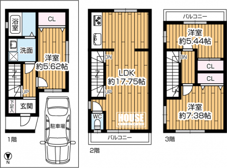 �Ԏ��}�i�̂P�ˌ��j�@3LDK�^�C�v�̂������ł��I