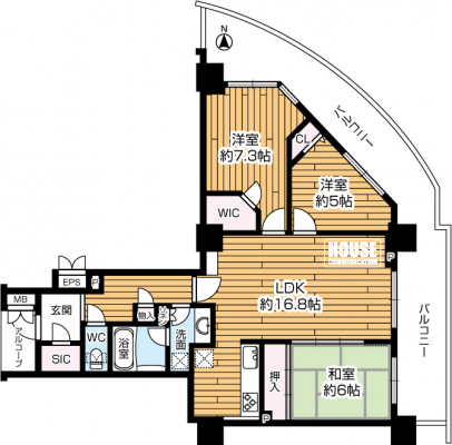 �Ԏ��}�i�̂P�}���V�����j�@3LDK�A���i7580���~�A��L�ʐ�79.15�u�o���R�j�[�ʐ�28.88�u�A�k�������o���R�j�[��