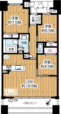 �Ԏ��}�i�̂P�}���V�����j�@��L�ʐ�79.42�u�A3LDK