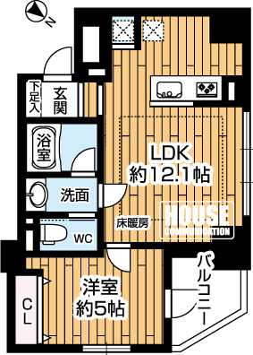 �Ԏ��}�i�̂P�}���V�����j�@��1LDK�A��L�ʐ�40.50m2�A�o���R�j�[�ʐ�3.89m2