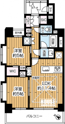 �Ԏ��}�i�̂P�}���V�����j�@��2LDK�E��L�ʐ�51.85�u�E�o���R�j�[�ʐ�7.67�u