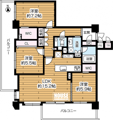 �Ԏ��}�i�̂P�}���V�����j�@��L�ʐ�83.37�u�A3LDK+2WIC+SIC