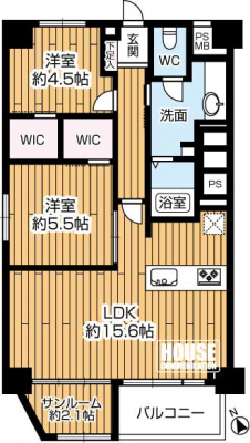 �Ԏ��}�i�̂P�}���V�����j�@��2LDK�E��L�ʐ�66.52�u�E�o���R�j�[�ʐ�4.72�u