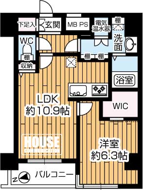 �Ԏ��}�i�̂P�}���V�����j�@��1LDK�A��L�ʐ�45.60m2�A�o���R�j�[�ʐ�3.60m2