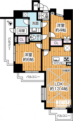 �Ԏ��}�i�̂P�}���V�����j�@��2LDK�E��L�ʐ�55.99�u�E�o���R�j�[�ʐ�9.44�u�E�T�[�r�X�o���R�j�[�ʐ�2.47�u