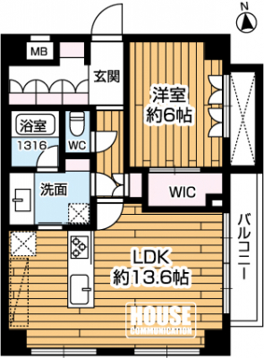 �Ԏ��}�i�̂P�}���V�����j�@��1LDK�A��L�ʐ�53.70�u�A�o���R�j�[�ʐ�3.87�u