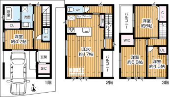 �Ԏ��}�i�̂P�ˌ��j�@���ԏꂠ���4LDK�I�I