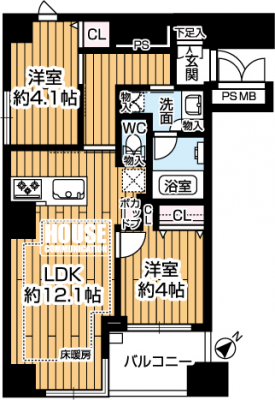 �Ԏ��}�i�̂P�}���V�����j�@��2LDK�A��L�ʐ�49.90�u�A�o���R�j�[�ʐ�4.59�u