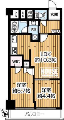 �Ԏ��}�i�̂P�}���V�����j�@��2LDK�A��L�ʐ�47.5�u�A�o���R�j�[�ʐϕs��