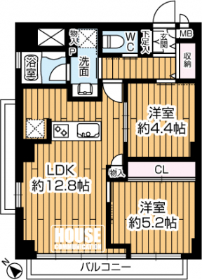 �Ԏ��}�i�̂P�}���V�����j�@��2LDK�E��L�ʐ�54.20�u