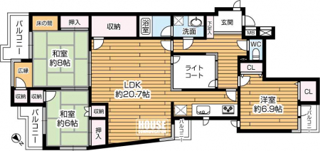 �Ԏ��}�i�̂P�}���V�����j�@��3LDK�A��L�ʐ�102.31m2�A�o���R�j�[�ʐϕs��