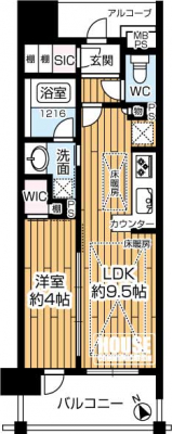 �Ԏ��}�i�̂P�}���V�����j�@��1LDK�A��L�ʐ�32.90m2�A�o���R�j�[�ʐ�5.62m2
