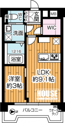 �Ԏ��}�i�̂P�}���V�����j�@��1LDK�A��L�ʐ�32.40m2�A�o���R�j�[�ʐ�5.41m2